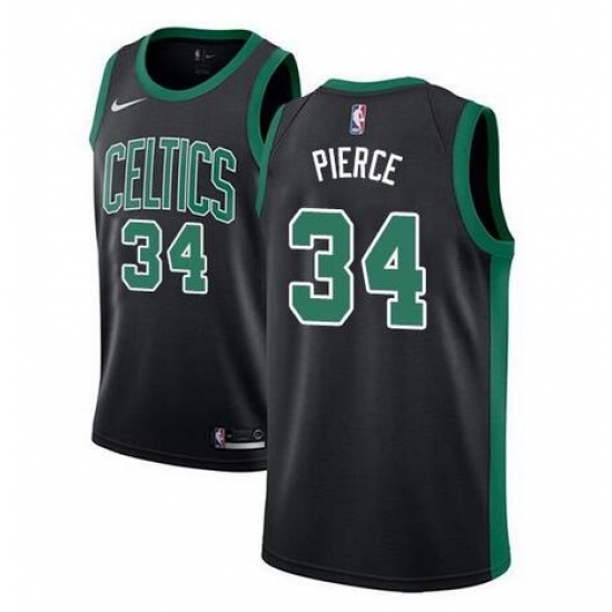 Men's Boston Celtics #34 Paul Pierce Black Statement Edition Stitched Basketball Jersey - Ujersey