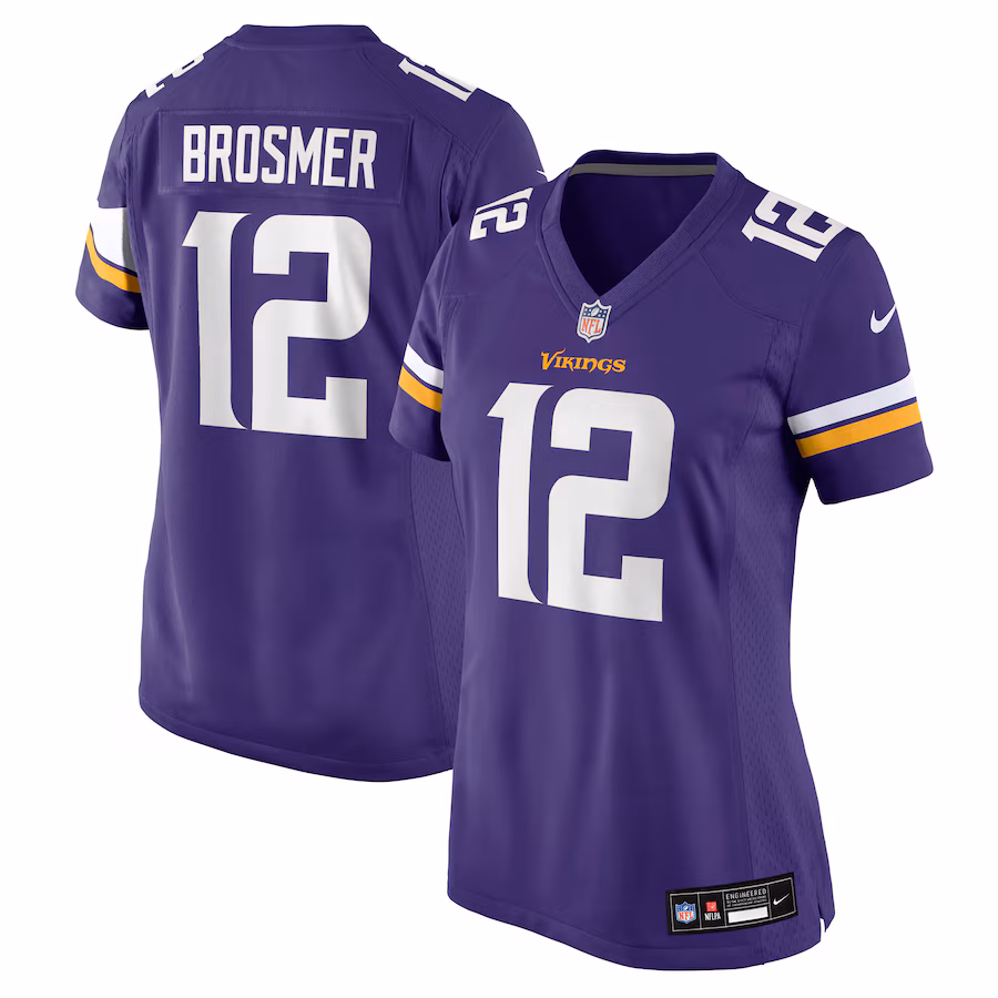Women's Minnesota Vikings Max Brosmer Nike Purple Team Game Jersey - Ujersey