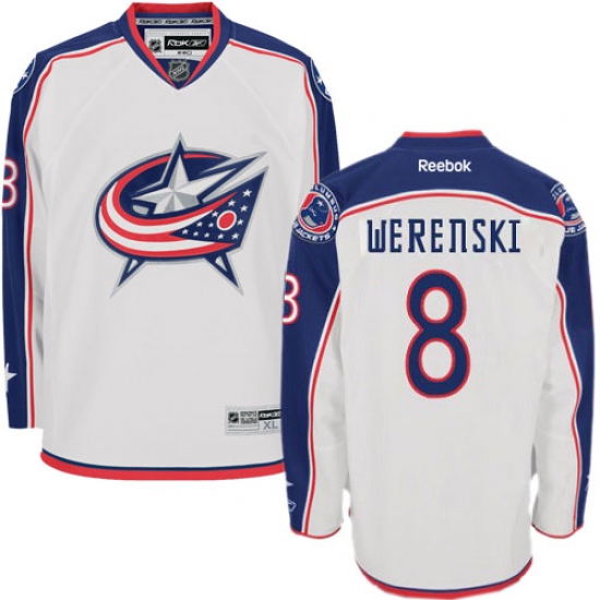 Women's Reebok Columbus Blue Jackets #8 Zach Werenski Authentic White Away NHL Jersey - Ujersey