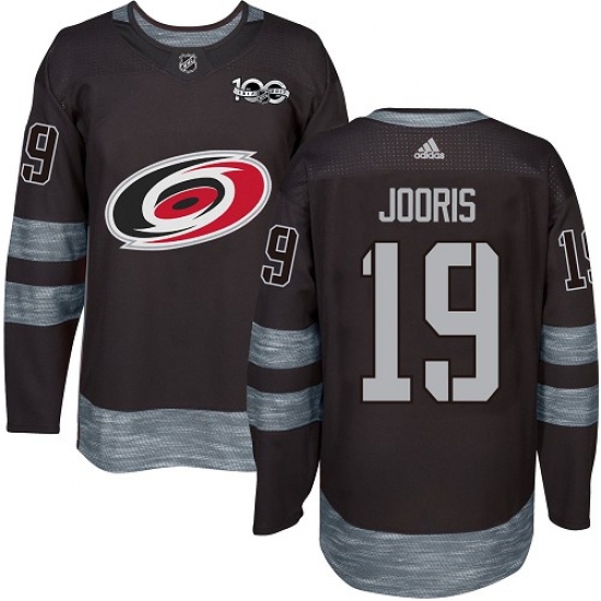 Men's Adidas Carolina Hurricanes #19 Josh Jooris Authentic Black 1917-2017 100th Anniversary NHL Jersey - Ujersey