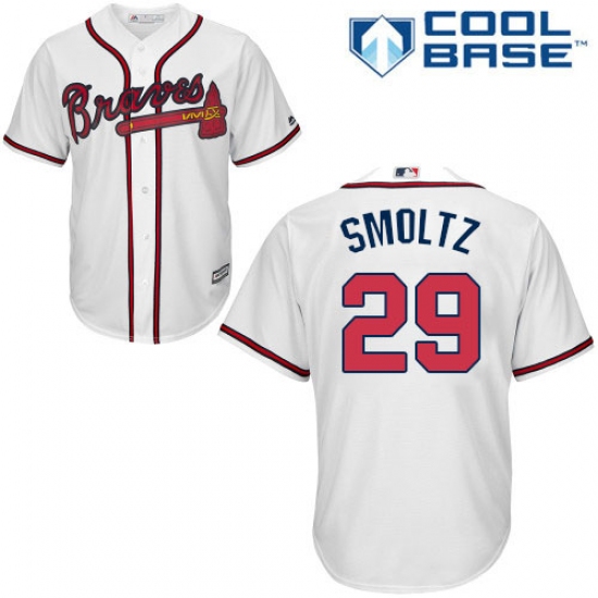 Youth Majestic Atlanta Braves #29 John Smoltz Authentic White Home Cool Base MLB Jersey - Ujersey