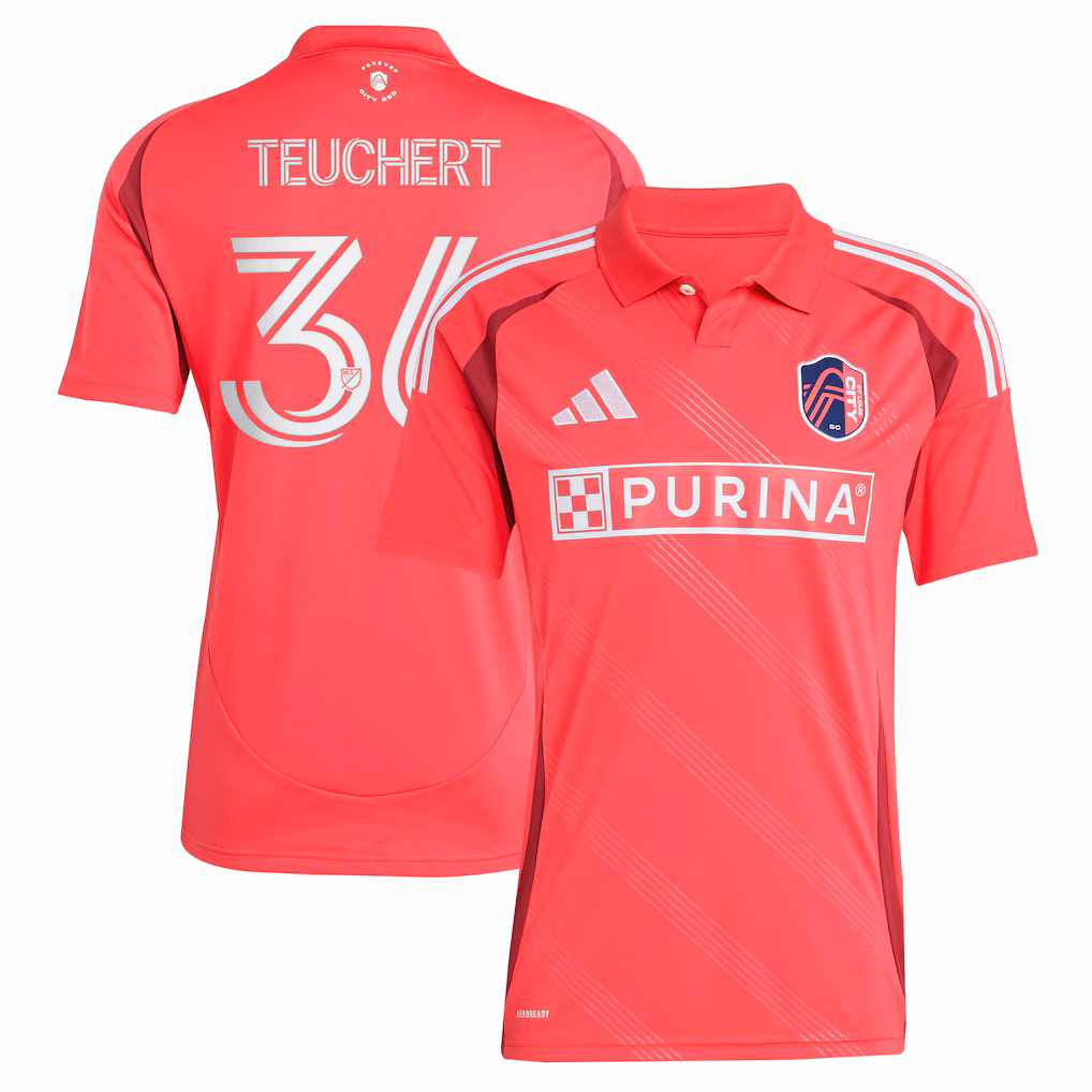 Men's St. Louis City SC Cedric Teuchert adidas Pink 2025 Forever CITY Red Replica Player Jersey - Ujersey NHL