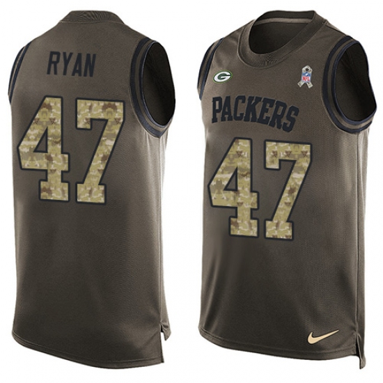 Men's Nike Green Bay Packers #47 Jake Ryan Limited Green Salute to Service Tank Top NFL Jersey - Ujersey