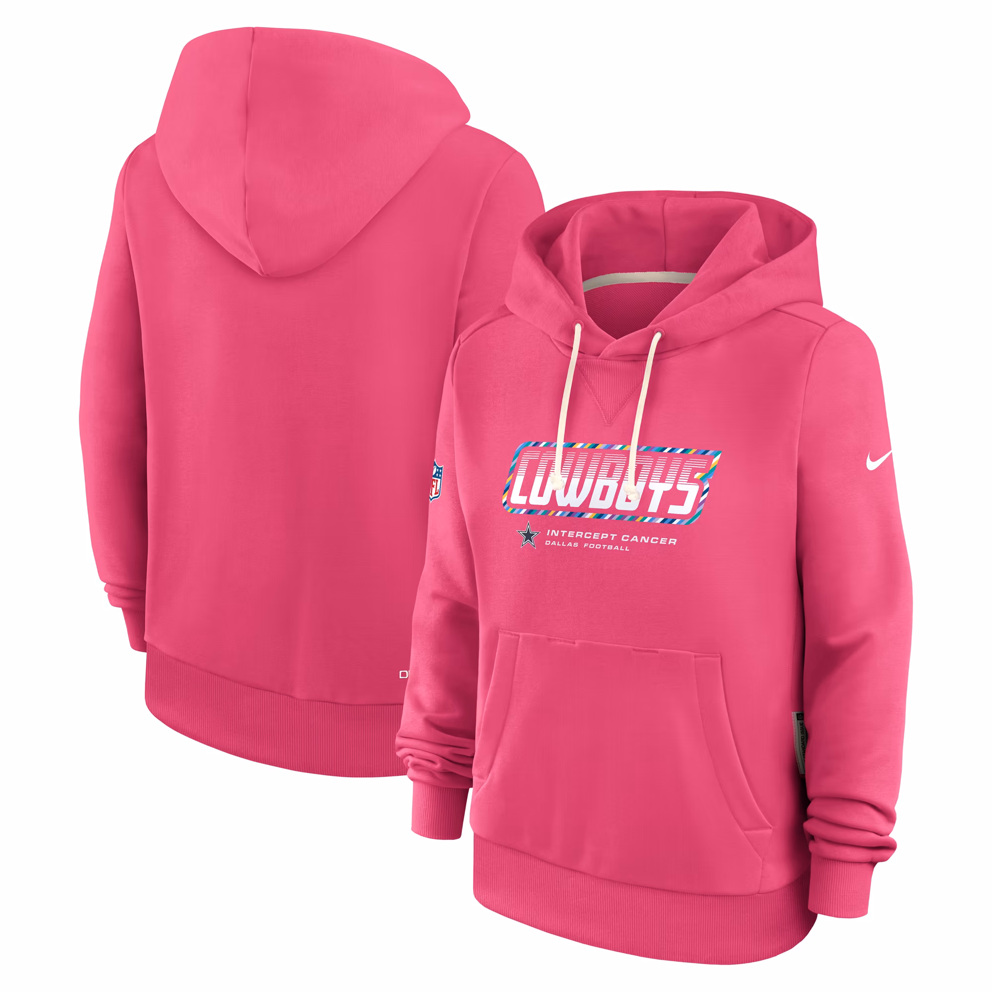 Women's Dallas Cowboys  Nike Pink 2026 NFL Crucial Catch Sideline Standard Issue Dri-FIT Pullover Hoodie - U-jersey