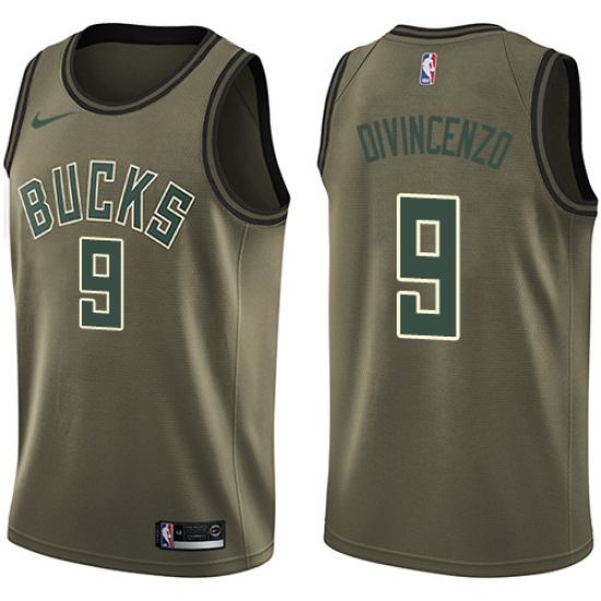 Men's Nike Milwaukee Bucks #9 Donte DiVincenzo Swingman Green Salute to Service NBA Jersey - Ujersey