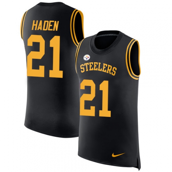 Men's Nike Pittsburgh Steelers #21 Joe Haden Black Rush Player Name & Number Tank Top NFL Jersey - Ujersey