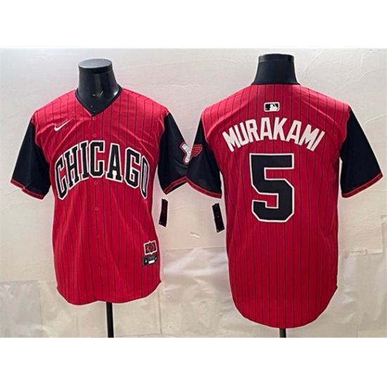 Men's Chicago White Sox #5 Munetaka Murakami Red Black 2025 City Connect Limited Stitched Baseball Jersey - Ujersey