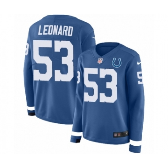 Women's Nike Indianapolis Colts #53 Darius Leonard Limited Blue Therma Long Sleeve NFL Jersey - Ujersey