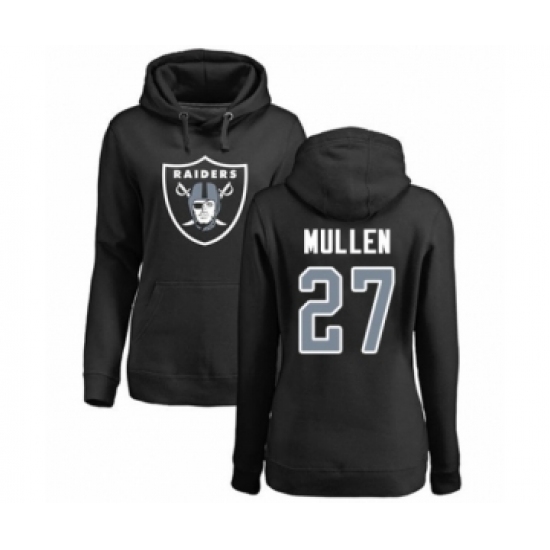 Football Women's Oakland Raiders #27 Trayvon Mullen Black Name & Number Logo Pullover Hoodie - Ujersey