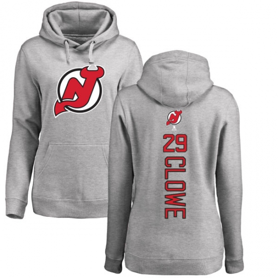 NHL Women's Adidas New Jersey Devils #29 Ryane Clowe Ash Backer Pullover Hoodie - ujerseystore
