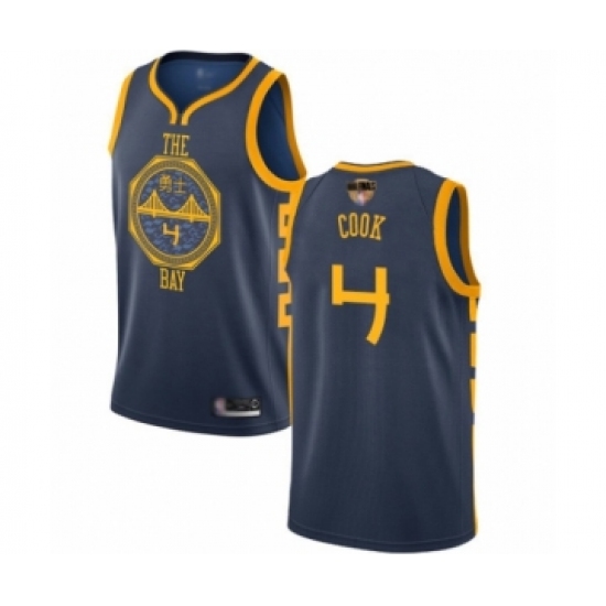 Men's Golden State Warriors #4 Quinn Cook Swingman Navy Blue Basketball 2019 Basketball Finals Bound Jersey - City Edition - Ujersey