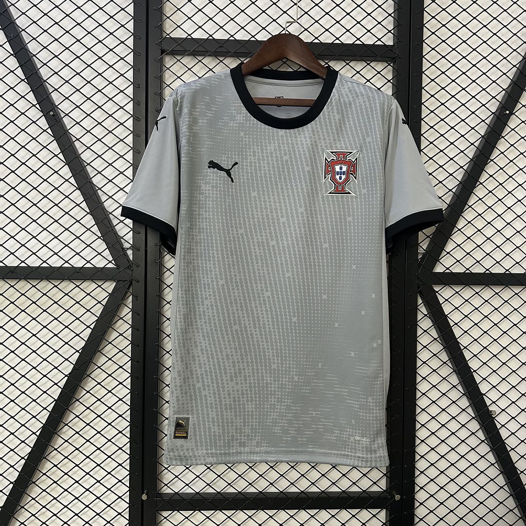 Portugal Soccer Jersey Grey Goalkeeper Custom Shirt 2025 - ujerseystore