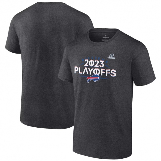 Men's Buffalo Bills Heather Charcoal 2023 Playoffs T-Shirt - Ujersey