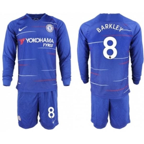 Chelsea #8 Barkley Home Long Sleeves Soccer Club Jersey