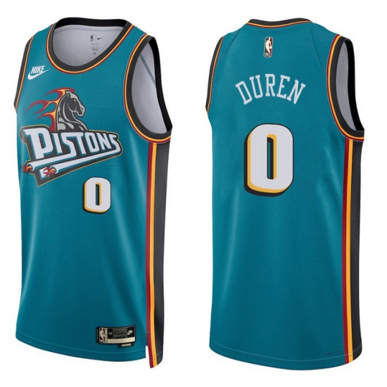 Men's Detroit Pistons #0 Jalen Duren Teal Stitched Basketball Jersey - Ujersey