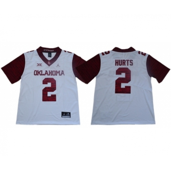 Oklahoma Sooners 2 Jalen Hurts White 47 Game Winning Streak College Football Jersey - Ujersey