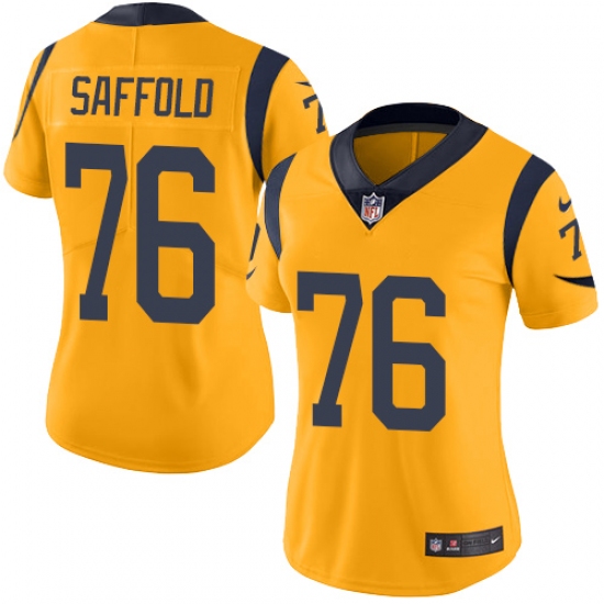 Women's Nike Los Angeles Rams #76 Rodger Saffold Limited Gold Rush Vapor Untouchable NFL Jersey - Ujersey