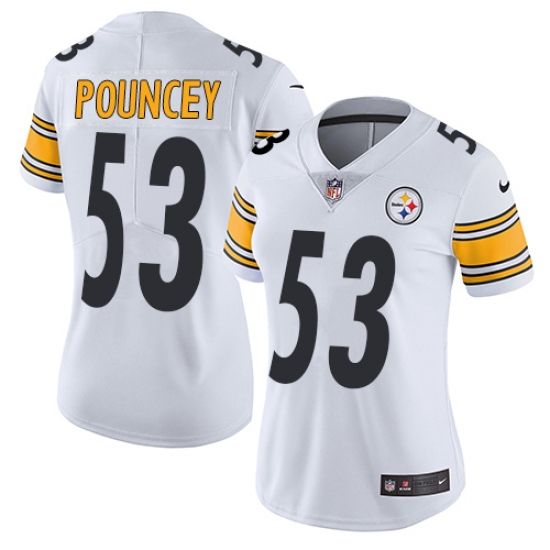 Women's Nike Pittsburgh Steelers #53 Maurkice Pouncey Elite White NFL Jersey - Ujersey
