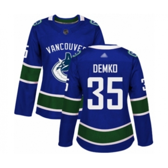 Women's Vancouver Canucks #35 Thatcher Demko Authentic Blue Home Hockey Jersey - Ujersey