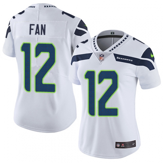 Women's Nike Seattle Seahawks 12th Fan Elite White NFL Jersey - Ujersey