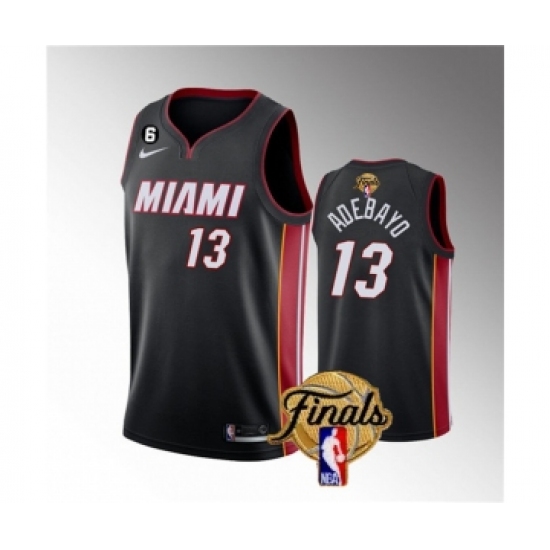 Men's Miami Heat #13 Bam Adebayo Black 2023 Finals Icon Edition With NO.6 Stitched Basketball Jersey