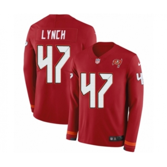 Men's Nike Tampa Bay Buccaneers #47 John Lynch Limited Red Therma Long Sleeve NFL Jersey - Ujersey