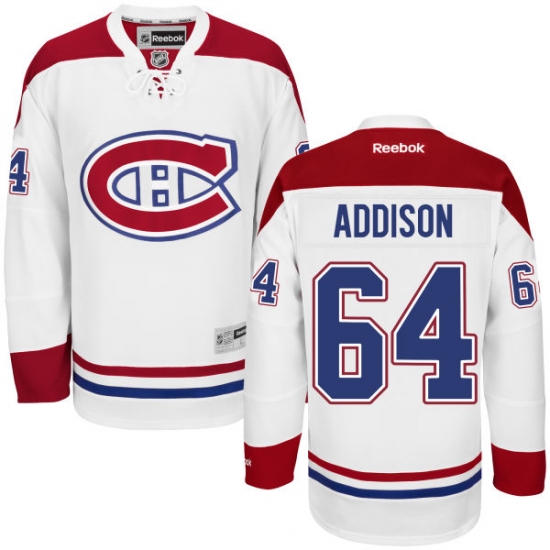 Women's Reebok Montreal Canadiens #64 Jeremiah Addison Authentic White Away NHL Jersey - Ujersey