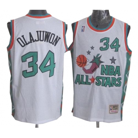 Men's Mitchell and Ness Houston Rockets #34 Hakeem Olajuwon Swingman White 1996 All Star Throwback NBA Jersey - Ujersey