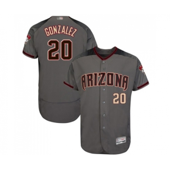 Men's Arizona Diamondbacks #20 Luis Gonzalez Grey Road Authentic Collection Flex Base Baseball Jersey - Ujersey