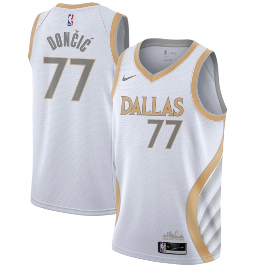 Youth Dallas Mavericks #77 Luka Doncic Nike White 2020-21 Swingman Jersey