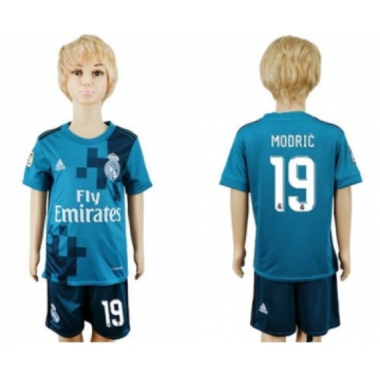 Real Madrid #19 Modric Sec Away Kid Soccer Club Jersey