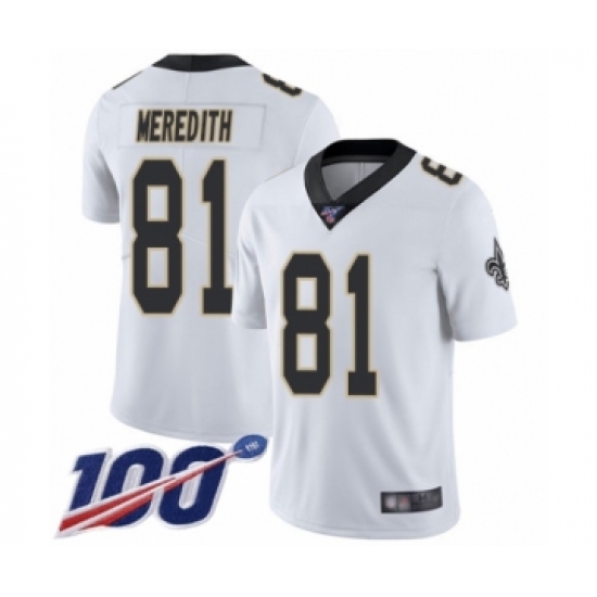 Men's New Orleans Saints #81 Cameron Meredith White Vapor Untouchable Limited Player 100th Season Football Jersey - Ujersey
