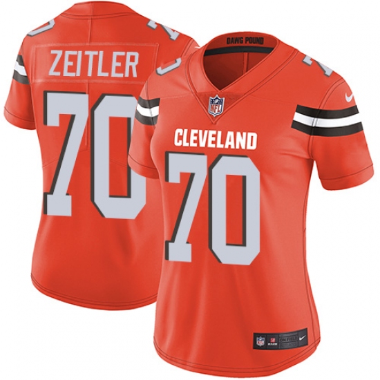 Women's Nike Cleveland Browns #70 Kevin Zeitler Orange Alternate Vapor Untouchable Limited Player NFL Jersey - Ujersey