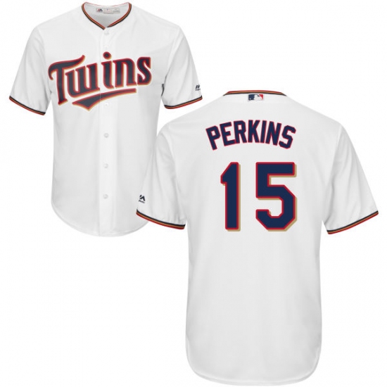 Youth Majestic Minnesota Twins #15 Glen Perkins Authentic White Home Cool Base MLB Jersey - Ujersey