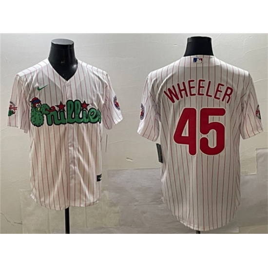 Men's Philadelphia Phillies #45 Zack Wheeler White Phanatic Cool Base Stitched Jersey - Ujersey