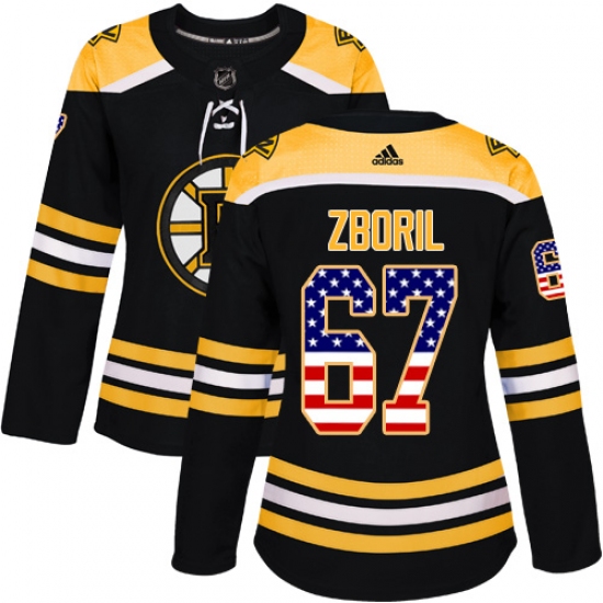 Women's Adidas Boston Bruins #67 Jakub Zboril Authentic Black USA Flag Fashion NHL Jersey - Ujersey