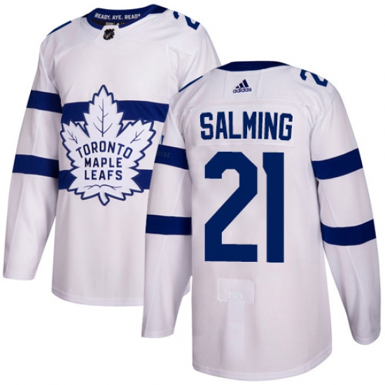Men's Adidas Toronto Maple Leafs #21 Borje Salming Authentic White 2018 Stadium Series NHL Jersey - Ujersey