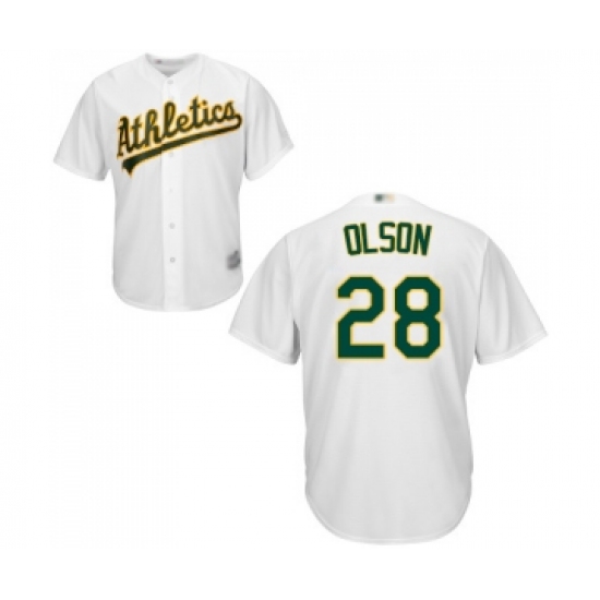Youth Oakland Athletics #28 Matt Olson Replica White Home Cool Base Baseball Jersey