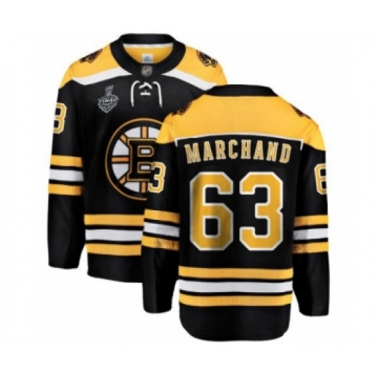 Men's Boston Bruins #63 Brad Marchand Authentic Black Home Fanatics Branded Breakaway 2019 Stanley Cup Final Bound Hockey Jersey - Ujersey