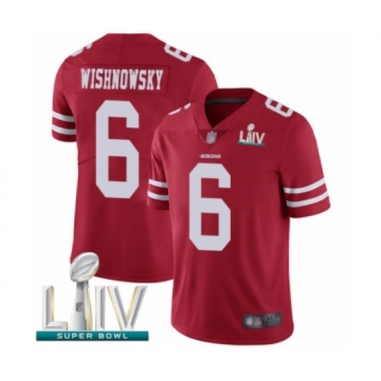 Men's San Francisco 49ers #6 Mitch Wishnowsky Red Team Color Vapor Untouchable Limited Player Super Bowl LIV Bound Football Jersey - Ujersey