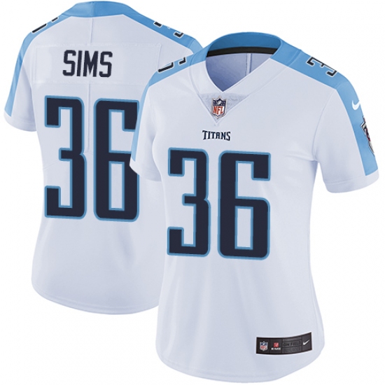 Women's Nike Tennessee Titans #36 LeShaun Sims White Vapor Untouchable Elite Player NFL Jersey - Ujersey