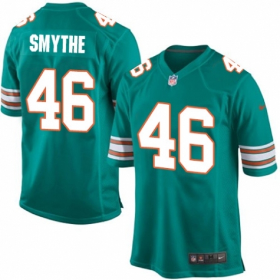 Men's Nike Miami Dolphins #46 Durham Smythe Game Aqua Green Alternate NFL Jersey - Ujersey