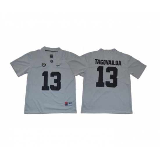 Alabama Crimson Tide 13 Tua Tagovailoa Gray College Football Jersey - Ujersey