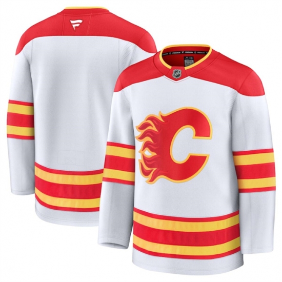 Men's Calgary Flames Blank White 2024-25 Away Stitched Hockey Jersey - Ujersey