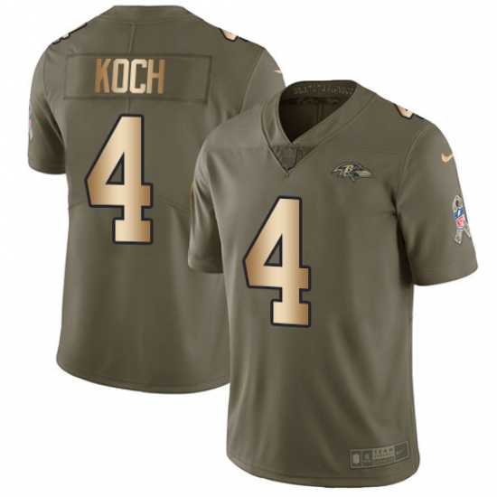 Youth Nike Baltimore Ravens #4 Sam Koch Limited Olive/Gold Salute to Service NFL Jersey - Ujersey