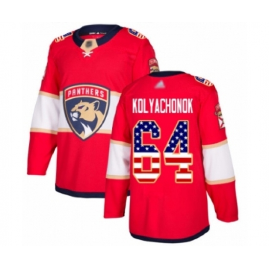 Youth Florida Panthers #64 Vladislav Kolyachonok Authentic Red USA Flag Fashion Hockey Jersey