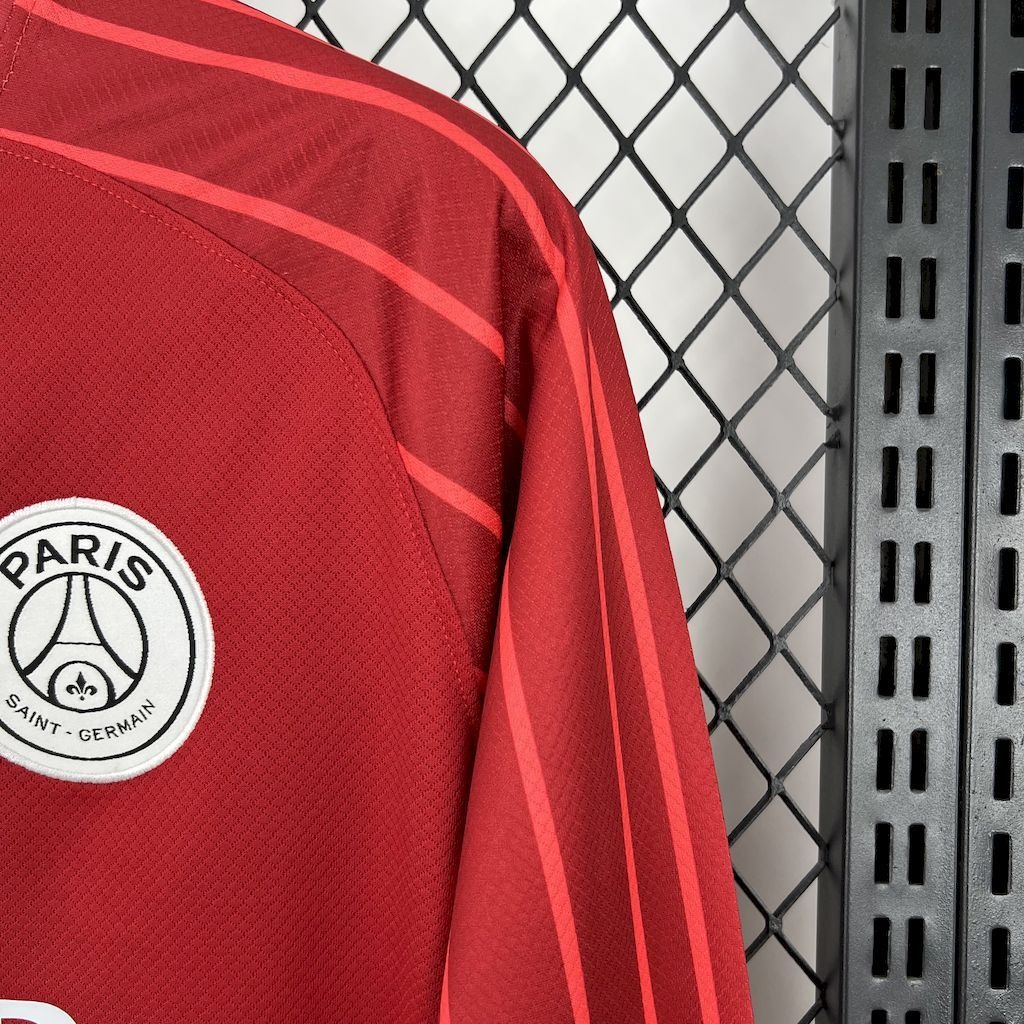 PSG Soccer Jersey Red Custom Long Sleeve Shirt 2025/26 - ujerseystore