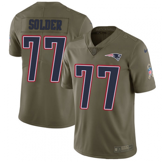 Youth Nike New England Patriots #77 Nate Solder Limited Olive 2017 Salute to Service NFL Jersey - Ujersey