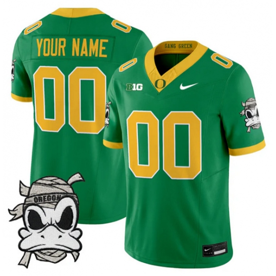 Men's Oregon Ducks Active Player Custom Green 2025 F.U.S.E. Mummy Duck Vapor Limited V1 Stitched Football Jersey
