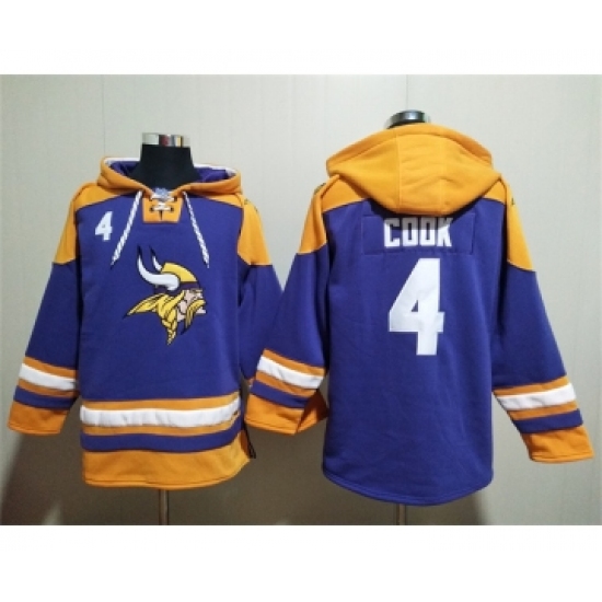 Men's Minnesota Vikings #4 Dalvin Cook Purple Yellow Ageless Must-Have Lace-Up Pullover Hoodie - Ujersey